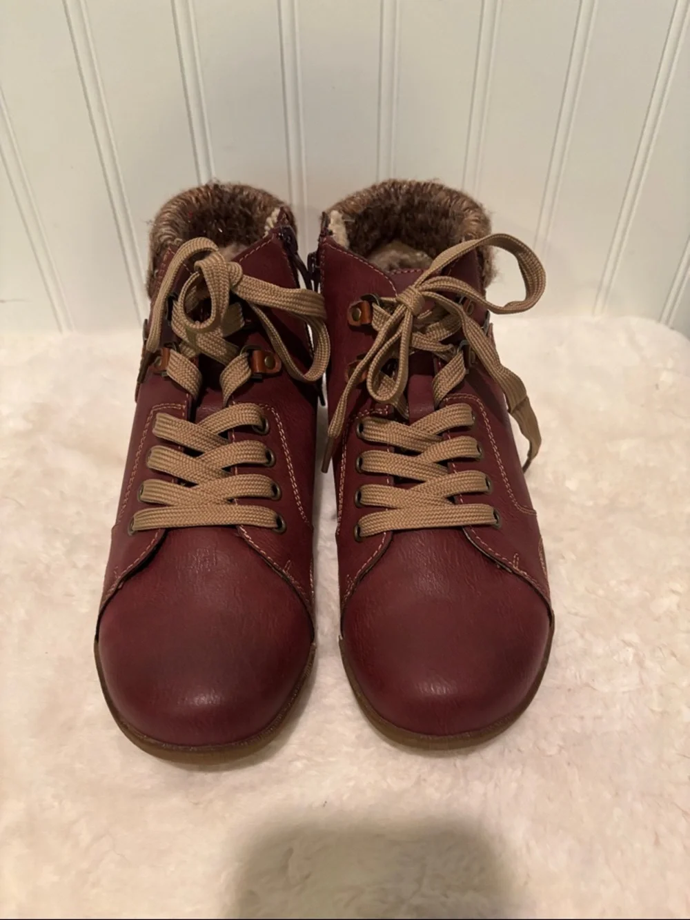 Spring Step Women's Relife Clifton Lace Up Leather Boot with Knit Cuff Size 38